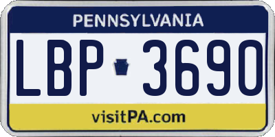 PA license plate LBP3690