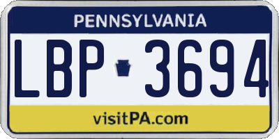 PA license plate LBP3694