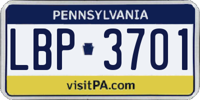 PA license plate LBP3701