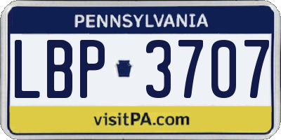 PA license plate LBP3707