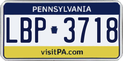PA license plate LBP3718