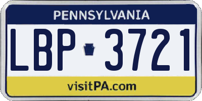 PA license plate LBP3721