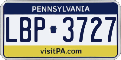 PA license plate LBP3727