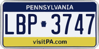 PA license plate LBP3747