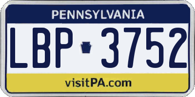 PA license plate LBP3752