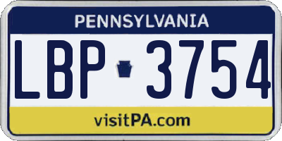 PA license plate LBP3754