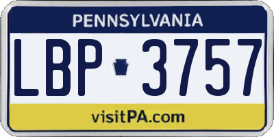 PA license plate LBP3757