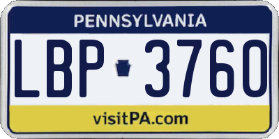 PA license plate LBP3760