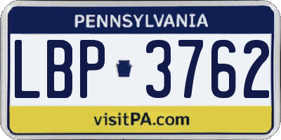 PA license plate LBP3762
