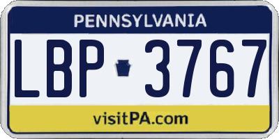 PA license plate LBP3767