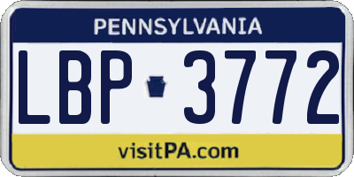 PA license plate LBP3772
