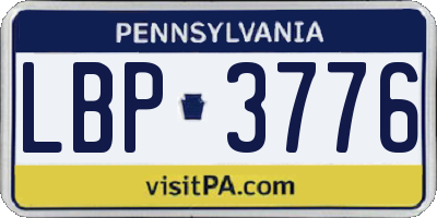PA license plate LBP3776