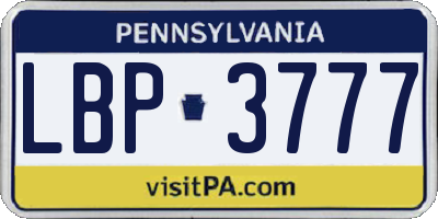 PA license plate LBP3777