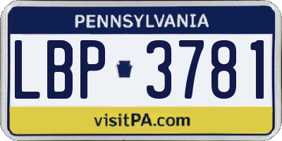 PA license plate LBP3781