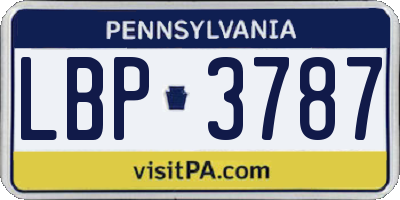 PA license plate LBP3787