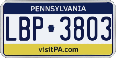 PA license plate LBP3803