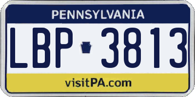 PA license plate LBP3813