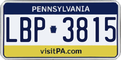 PA license plate LBP3815