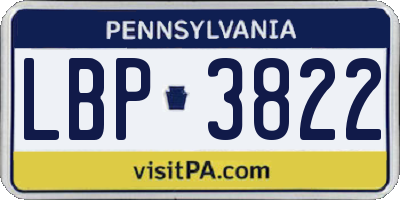 PA license plate LBP3822