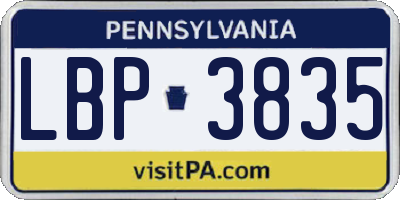 PA license plate LBP3835