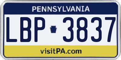 PA license plate LBP3837