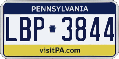 PA license plate LBP3844