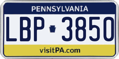 PA license plate LBP3850