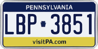 PA license plate LBP3851