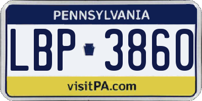 PA license plate LBP3860
