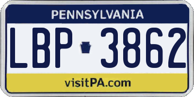 PA license plate LBP3862