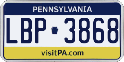 PA license plate LBP3868