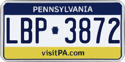 PA license plate LBP3872
