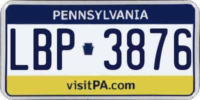 PA license plate LBP3876