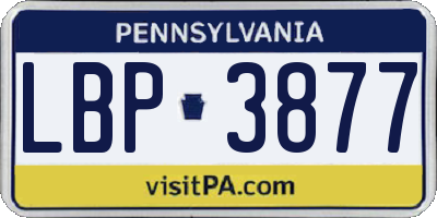 PA license plate LBP3877