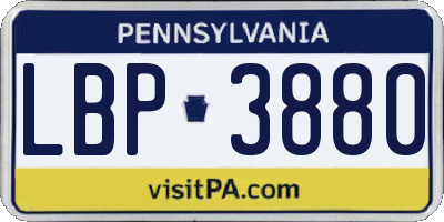 PA license plate LBP3880