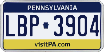 PA license plate LBP3904