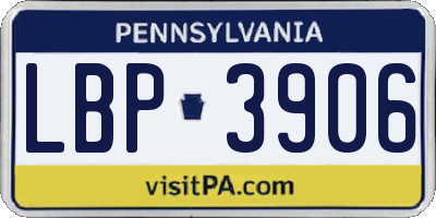 PA license plate LBP3906
