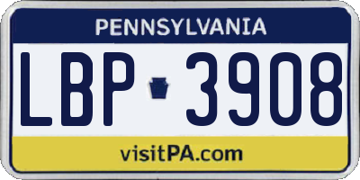 PA license plate LBP3908