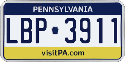PA license plate LBP3911