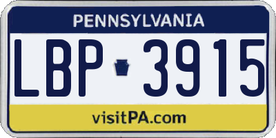 PA license plate LBP3915