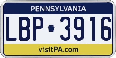 PA license plate LBP3916