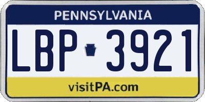 PA license plate LBP3921