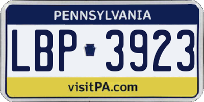 PA license plate LBP3923