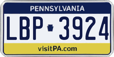 PA license plate LBP3924