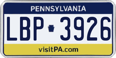 PA license plate LBP3926