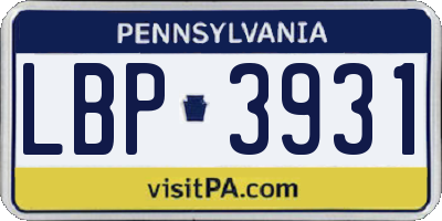 PA license plate LBP3931