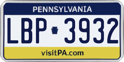 PA license plate LBP3932