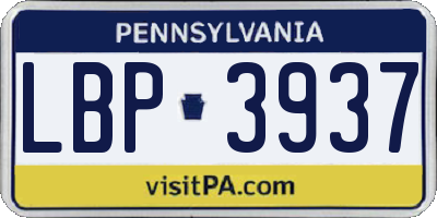 PA license plate LBP3937