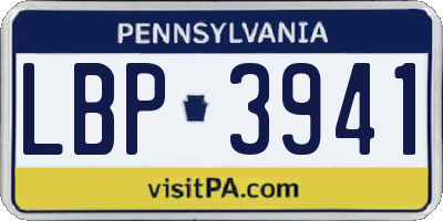 PA license plate LBP3941