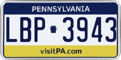 PA license plate LBP3943